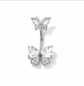 Crystal Butterfly Floating Belly Ring (Silver, Gold, Pink)