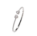 Iced Double Heart Bangle (Gold, Silver)