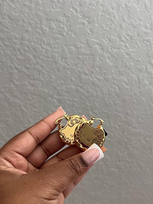 Bow Kitty Hoop Earrings