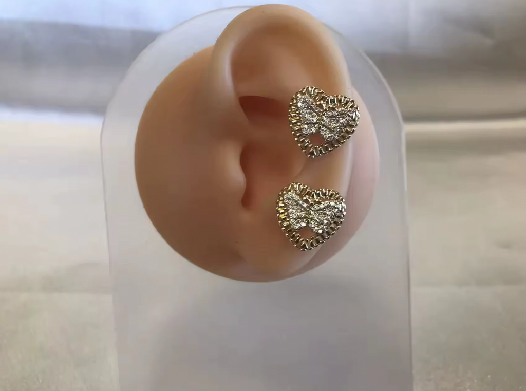 Butterfly Heart Stud Earrings