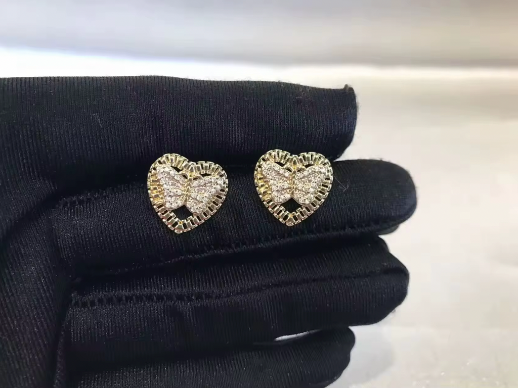 Butterfly Heart Stud Earrings