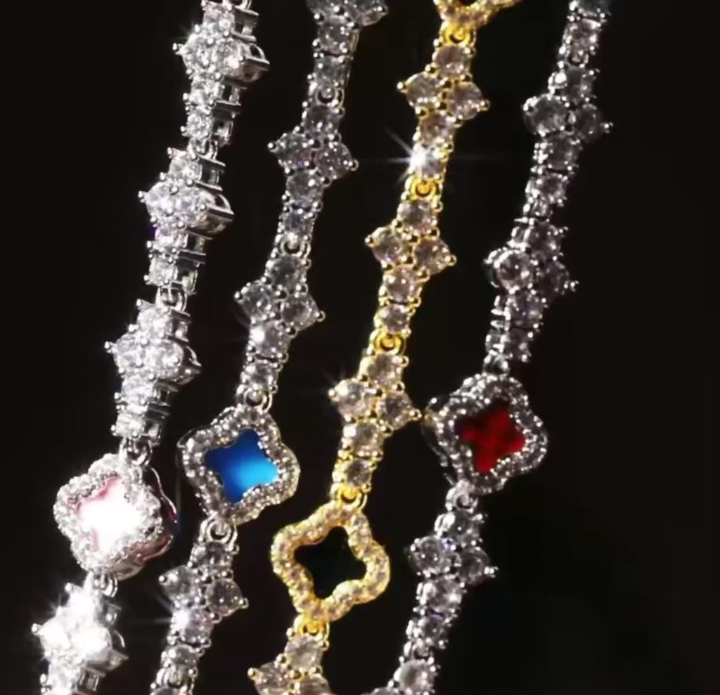 Clover Tennis Bracelet (Gold, Silver)