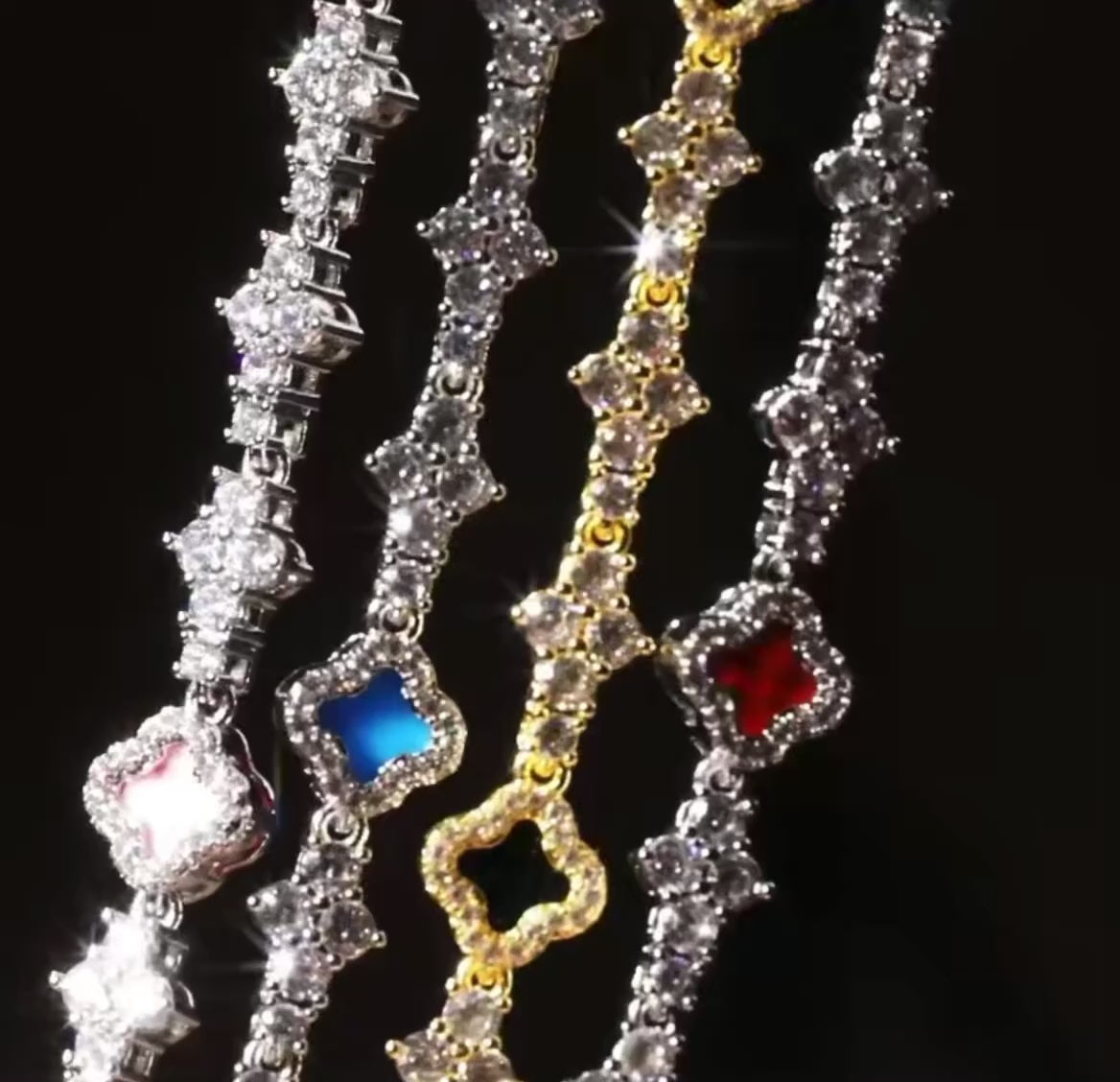 Clover Tennis Bracelet (Gold, Silver)